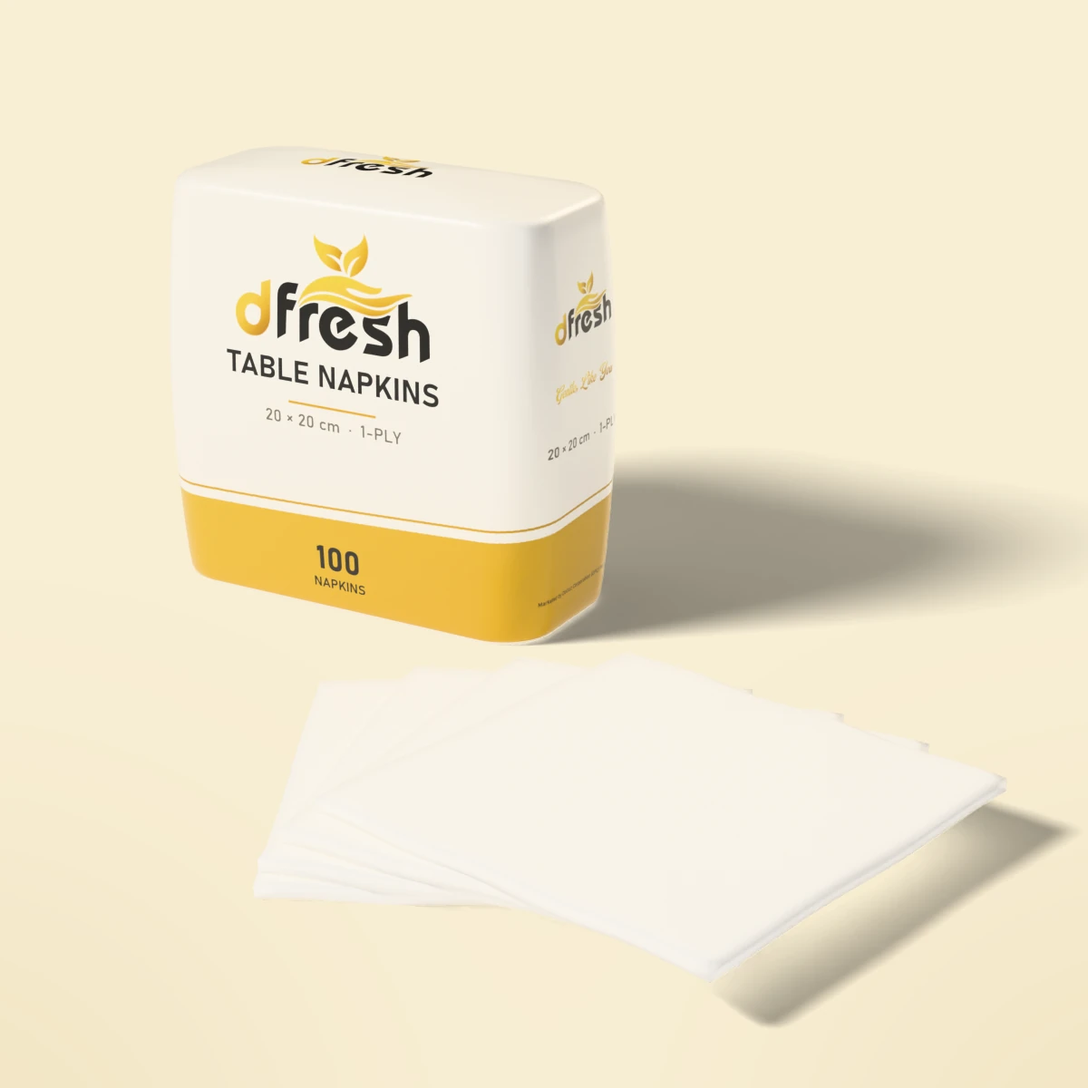 dFresh Table Napkins 20×20 - 1-ply · 13-15 GSM · 20×20 cm · 100 napkins - Image 2