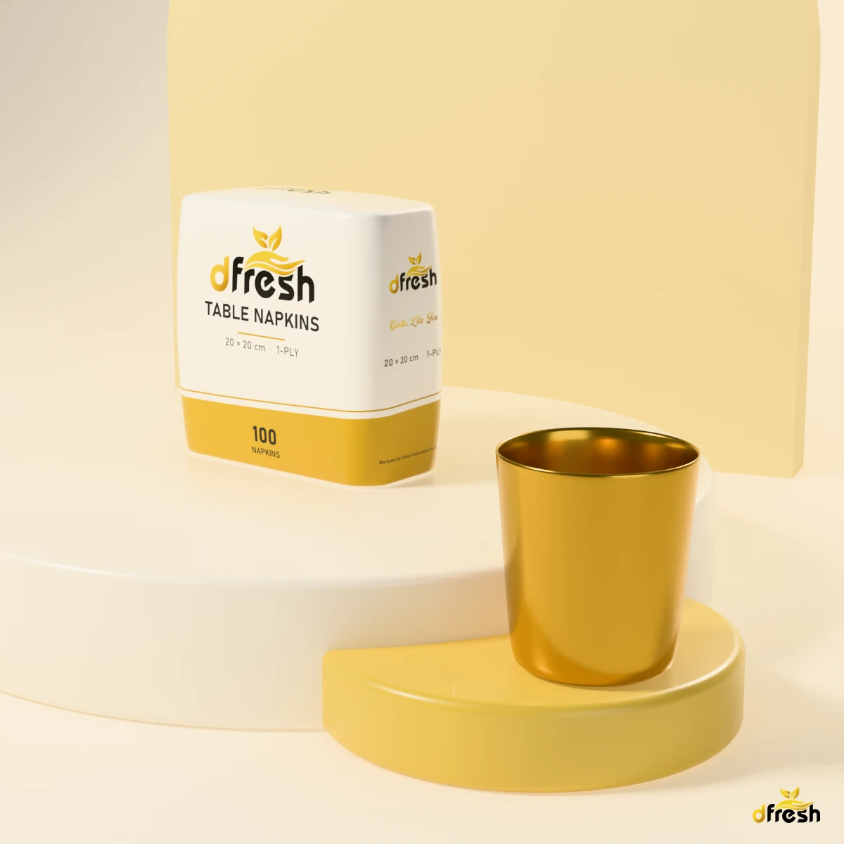dFresh Table Napkins 20×20 - 1-ply · 13-15 GSM · 20×20 cm · 100 napkins - Image 3