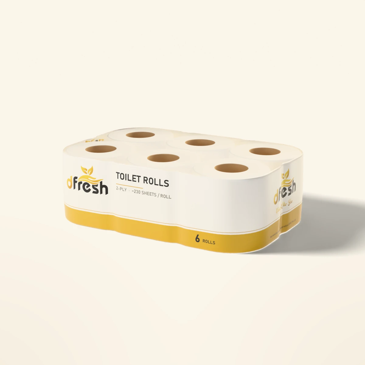 dFresh Toilet Rolls - 6 Pack - 2-ply · ~230 sheets per roll · 6 rolls