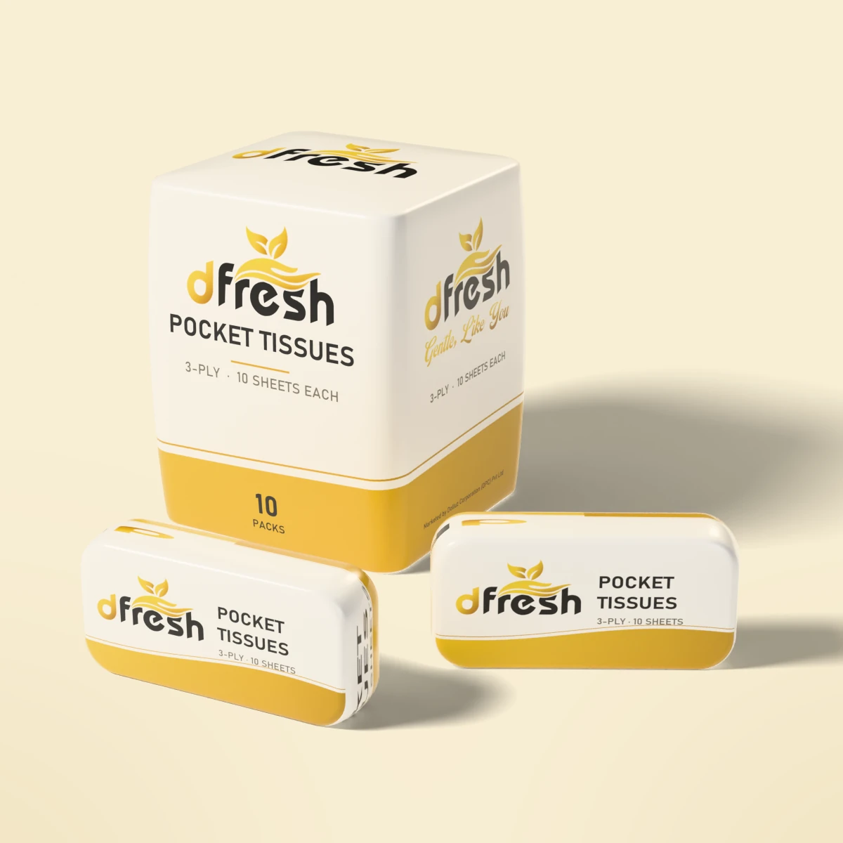 dFresh Pocket Tissues - 10 Pack - 3-ply · 10 packs × 10 sheets - Image 2