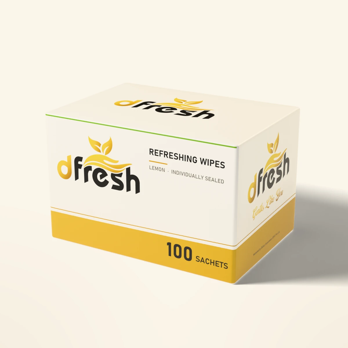 dFresh Refreshing Wet Wipes - Sachets - Single sachet · ~15×20 cm wipe · lemon fragrance