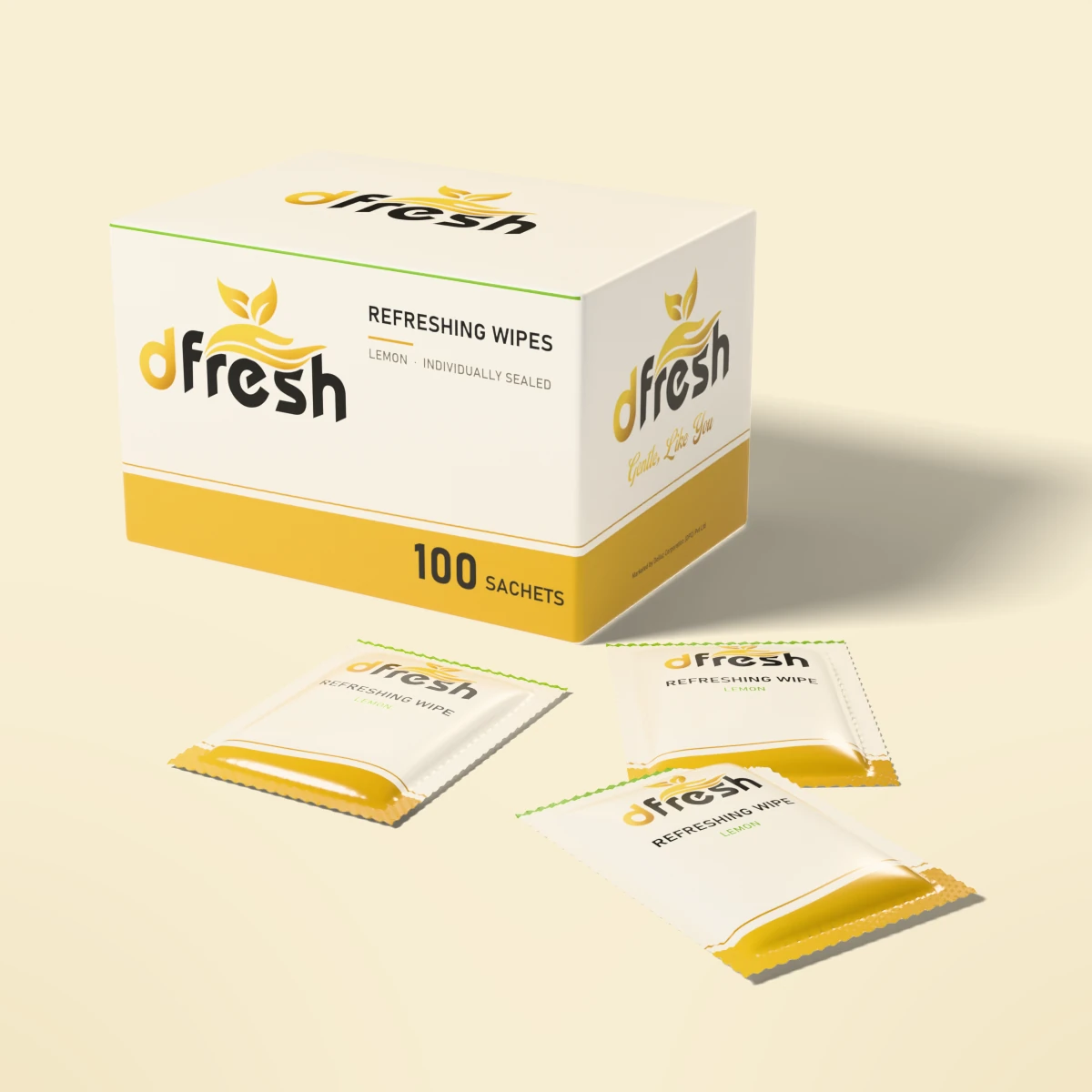 dFresh Refreshing Wet Wipes - Sachets - Single sachet · ~15×20 cm wipe · lemon fragrance - Image 2