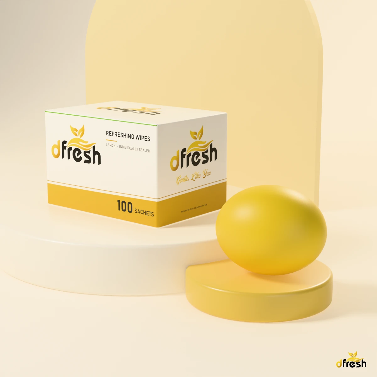 dFresh Refreshing Wet Wipes - Sachets - Single sachet · ~15×20 cm wipe · lemon fragrance - Image 3